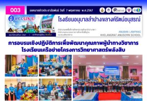 การอบรมเชิงปฏิบัติการเพื่อพัฒนาคุณภาพผู้นำทางวิชาการ โรงเรียนเครือข่ายโครงการวิทยาศาสตร์พลังสิบ