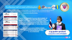 เด็กหญิงสุเมธิกา สุภาจันทร์ รับรางวัล TOP WINNERS ถ้วยรางวัล 2ND RUNNER-UP รายการ GMEC THAILAND PRELIMINARY 2024