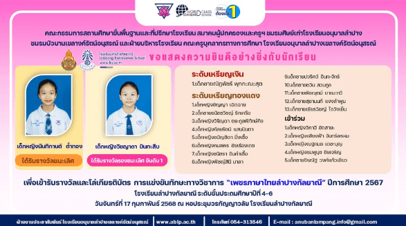แสดงความยินดี กับนักเรียนคนเก่ง