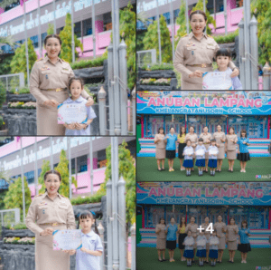 นางปรัชญาพร ตุ้ยเต็มวงศ์ รองผู้อำนวยการโรงเรียนฯ มอบรางวัลห้องเรียนที่ได้รับรางวัลชนะเลิศ ในการจัดป้ายนิเทศวันสำคัญทางพระพุทธศาสนาวันมาฆบูชา ระดับชั้นประถมศึกษาปีที่ 1