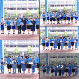 นายสุนธร ธรรมสิทธิ์ ผู้อำนวยการโรงเรียน พร้อมด้วยรองผู้อำนวยการโรงเรียนทั้ง 4 กลุ่มงาน มอบเกียรติบัตรและทุนการศึกษา นักเรียนจิตอาสาวงโยธวาทิต ปีการศึกษา 2567 โรงเรียนอนุบาลลำปางเขลางค์รัตน์อนุสรณ์