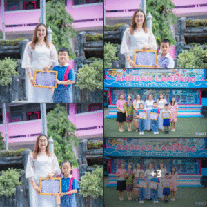 นายสุนธร ธรรมสิทธิ์ ผู้อำนวยการโรงเรียนอนุบาลลำปางเขลางค์รัตน์อนุสรณ์ มอบหมายให้นางแคทรียา หลักมั่น รองผู้อำนวยการโรงเรียน มอบรางวัลนักเรียนคนเก่ง