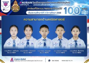 โรงเรียนอนุบาลลำปางเขลางค์รัตน์อนุสรณ์ ชื่นชมความสำเร็จนักเรียนชั้น ป.3 คว้าคะแนนเต็ม 100 ในการทดสอบ NT ปีการศึกษา 2568