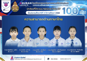อนุบาลลำปางเขลางค์รัตน์อนุสรณ์ ปลื้ม! นักเรียนชั้น ป.3 โชว์ศักยภาพคว้าคะแนนเต็ม 100 วิชาภาษาไทย จากการทดสอบ NT ปีการศึกษา 2568
